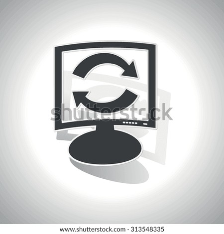Curved monitor with image of exchange symbol and shadow, on white