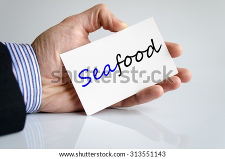 Seafood text concept isolated over white background