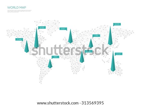 World map connection Infographic. Vector illustration
