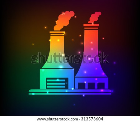 Nuclear,Factory,industry design,rainbow concept,clean vector