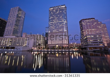 Downtown Tampa seen evening time.