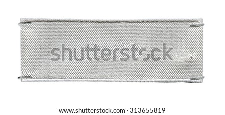 blank white textile tag  isolated on white  background