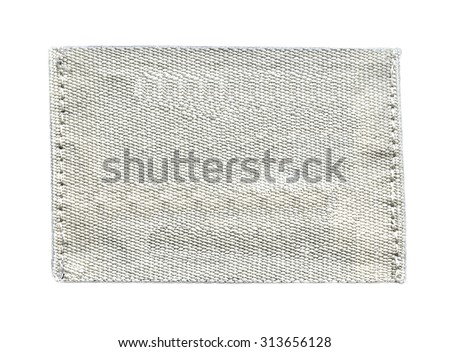 white textile tag  isolated on white  background