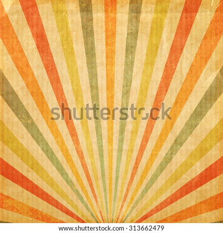 Vintage background Multicolor rising sun or sun ray,sun burst retro paper be crumpled 