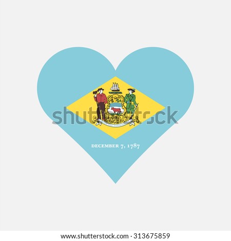 Delaware flag heart . Love to country and state. Vector illustration EPS8