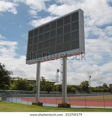 Electric scoreboard in university stadium 