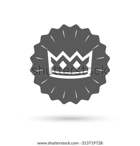Vintage emblem medal. Crown sign icon. King hat symbol. Classic flat icon. Vector