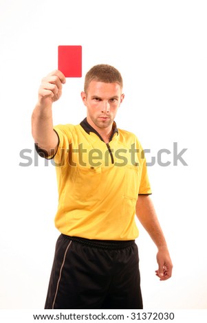 a football judge with red card