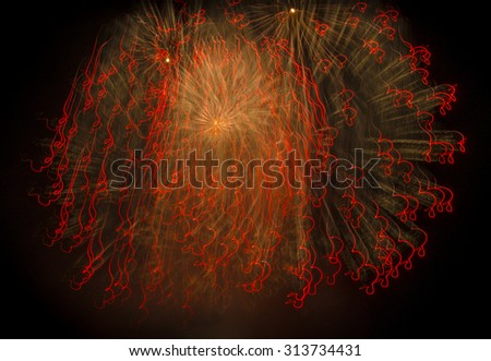 Game fancy lights fireworks in the night sky red and orange colors