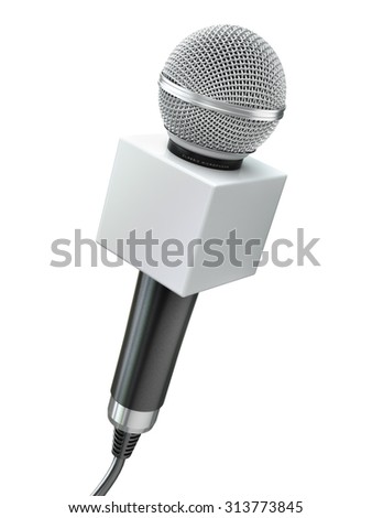Microphone isolated on white. Caraoke or news concept. 3d