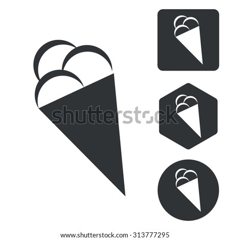 Ice cream icon set, monochrome, isolated on white