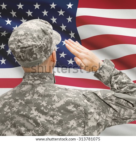 National military forces with flag on background conceptual series - United States