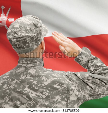 National military forces with flag on background conceptual series - Oman