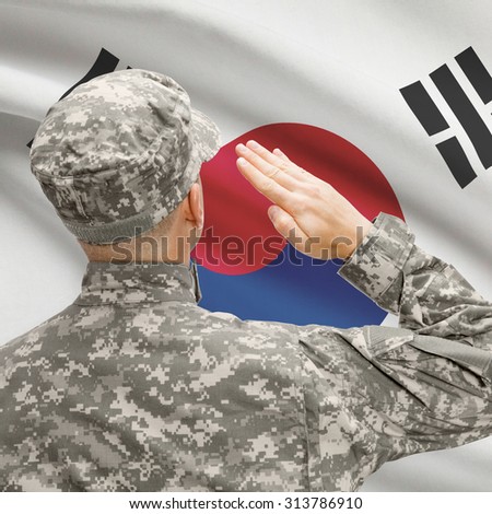National military forces with flag on background conceptual series - South Korea