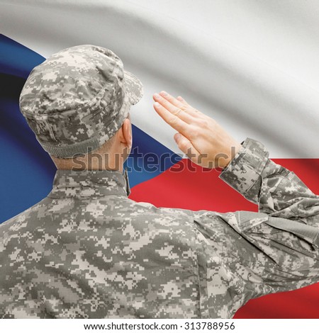 National military forces with flag on background conceptual series - Czech Republic