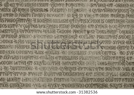 old medieval latin catholic inscription sepia toned photo