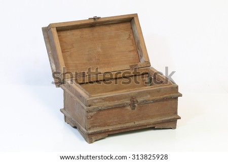 Thailand ancient wooden chest on a white background.