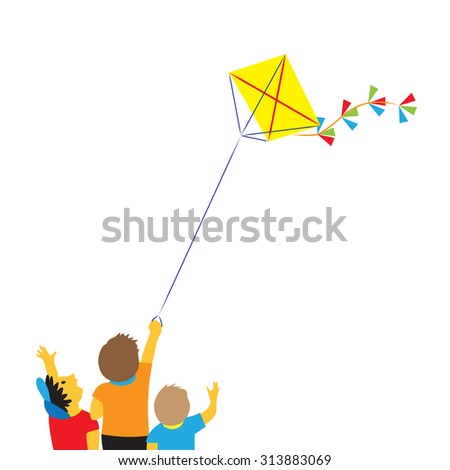 Children with a kite illustration.