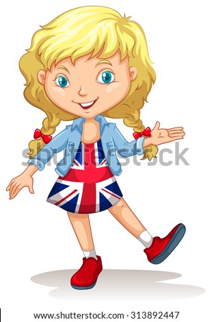 Girl in United Kingdom dress illustration