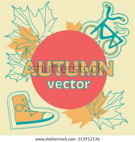autumn retro vector set