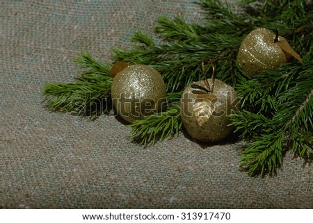 Christmas tree and apples background