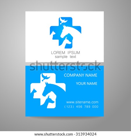 Veterinary - template logo. The idea of the logo for the veterinary service, pharmacy, hospital, center care, shelter animals. Branded business card.