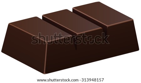 Dark chocolate bar on white illustration
