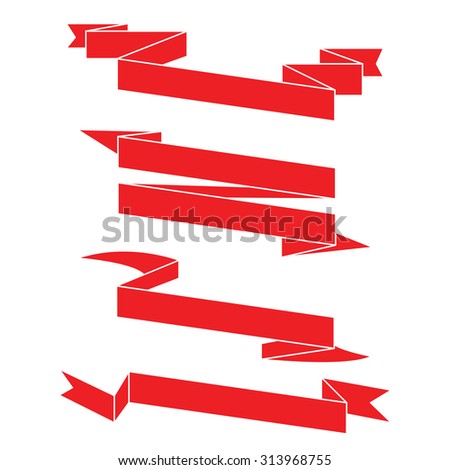 red ribbons, label banner vector set