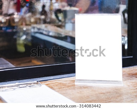 Mock up Menu frame on Table Coffee shop Bar restaurant cafe