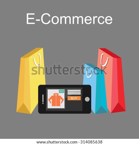 E-commerce Illustration. Online Shopping Illustration. Flat design.
