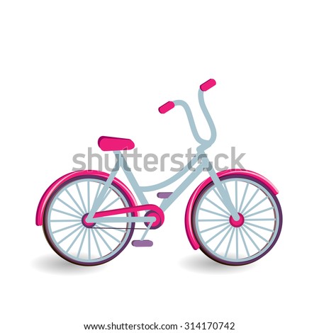 Bicycle icon. Color bicycle is on white background. Vector illustration