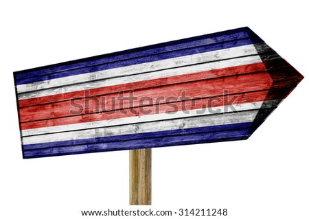 Costa Rica Flag wooden sign isolated on white