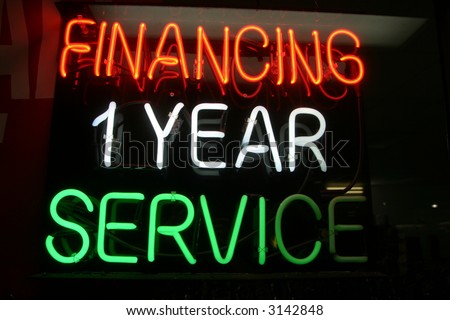 Neon Sign series  "financing 1 year service"