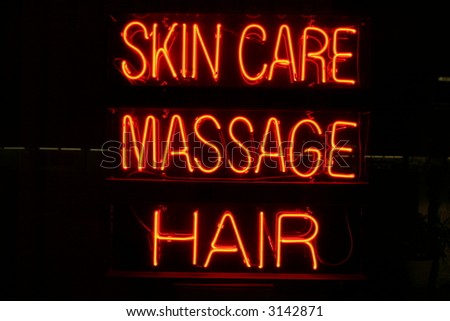 Neon Sign series  "skin care, massage, hair"
