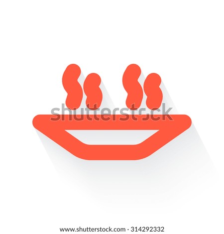 Hot Meal symbol  in orange with drop shadow on white background
