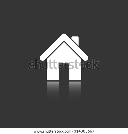 home vector icon with mirror reflection
