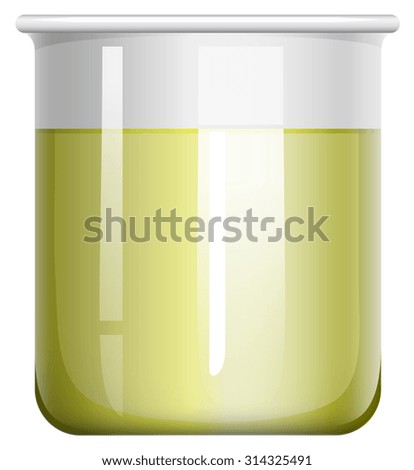 Yellow liquid in glass beaker illustration