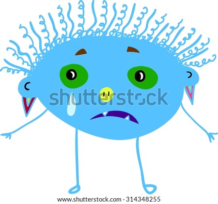 Crying monster, vector illustration. 