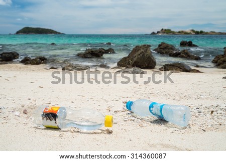 Garbage on a beach , environmental pollution concept picture