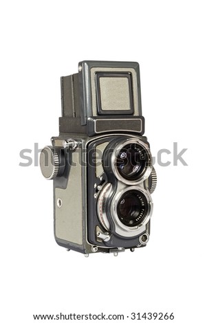 vintage retro twin lens camera isolated on white