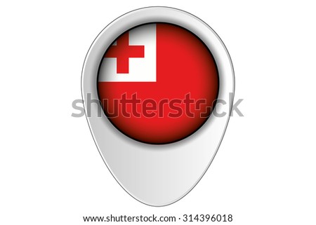 A 3D Map Pointer Flag Illustration of the country of  Tonga