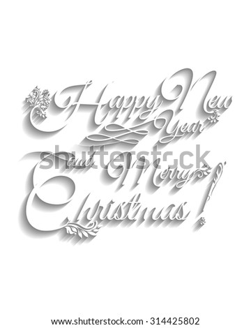 Happy New Year 2016 and Merry Christmas! Decorative vintage ornamental hand drawn inscription. Calligraphy lettering.Vector illustration