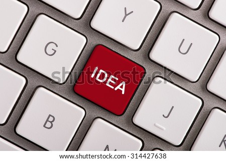 Idea button on white computer keyboard 