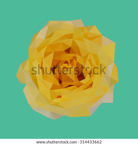 polygonal yellow rose, polygon flower, isolated vector