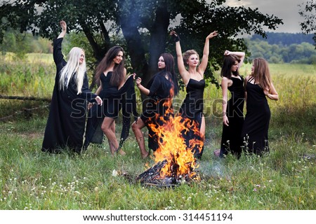 witch dancing by the fire