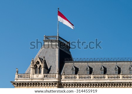 Austria Flag On Blue Sky