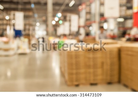 Blurred image of warehouse or storehouse as background