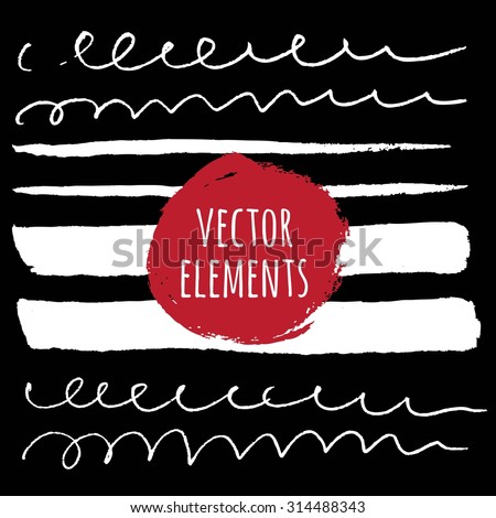 Vector Set of grunge brush strokes. Black vector brush strokes collection. Set of brushes and other design elements, hand drawn with ink. Vector background set for design use