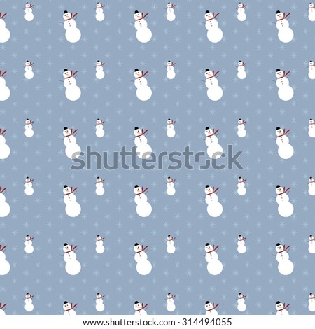 Snowmen Pattern With Gentle Snowflakes Background