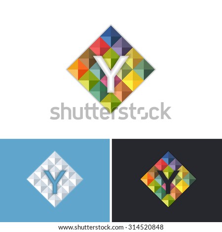 Letter Y Symbol Triangle Low Poly Style Vector Graphic Icons, Logo, Sign Template